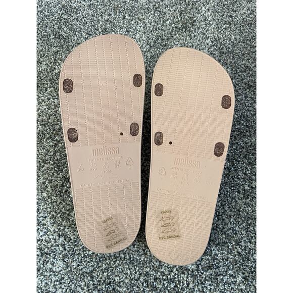 Melissa Beach Slide Jelly Sandals Rose Gold Glitter Platform Away to Mars 7 NEW - Picture 3 of 3